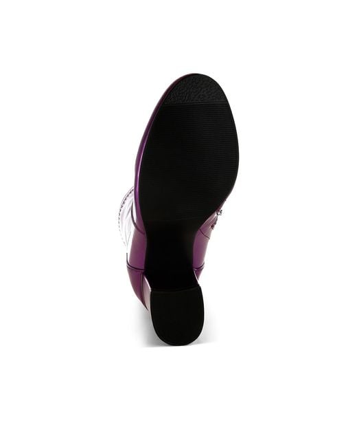 Rag & Co Purple Tirana Metallic Pleather Sock Boots