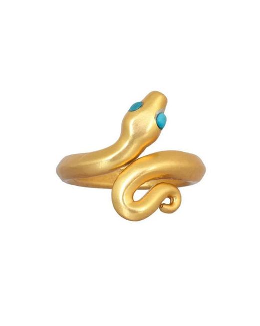 Opium Jewels Metallic Snake Ring With Eye Stones