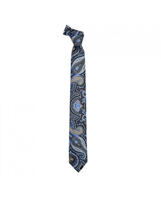 DAVID WEJ Blue Large Paisley Printed Tie – for men