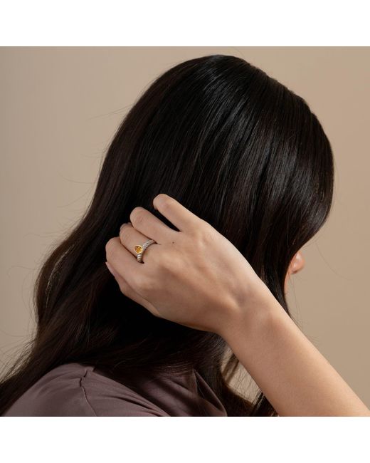Dower & Hall Metallic Citrine Pear Twist Twinkle Ring