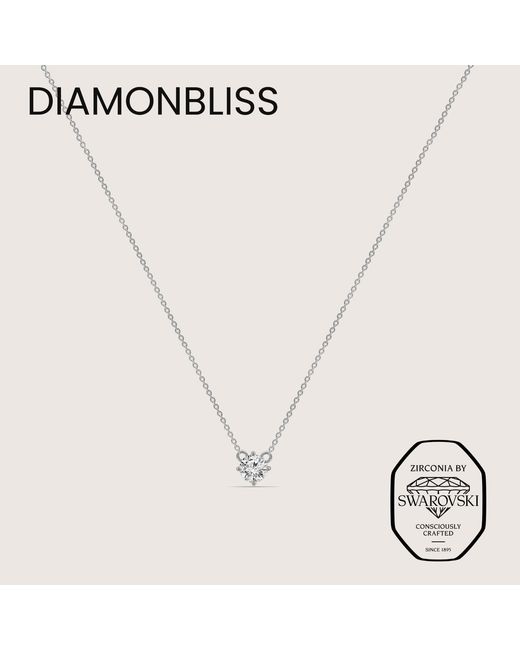 Diamonbliss Metallic Embellished With Swarovski Plated Round Cut Solitaire Pendant Necklace, One Carat