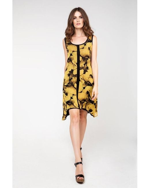 Conquista Yellow Sleeveless Double Layer Dress