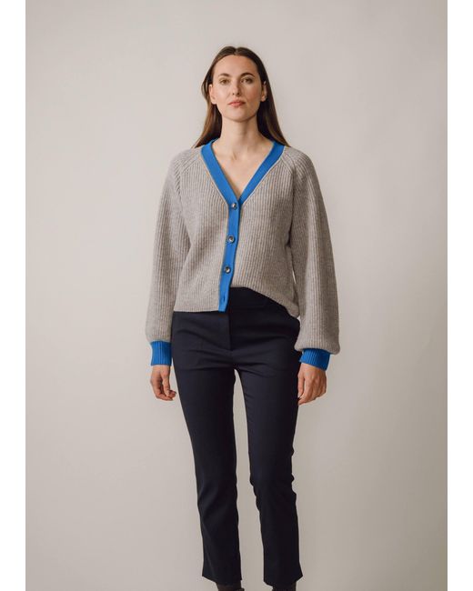 BEIRA Blue Michelle Merino And Cashmere Chunky Knit Cardigan