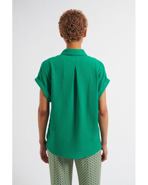 Louche Green Abinaya Double Gauze Short Sleeved Shirt