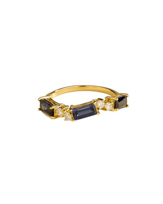 Juvetti Metallic Forma Ring Set With Sapphire & Diamond