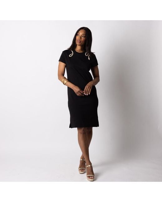 House of Laines London Black Laines Couture T-Shirt Dress With Embellished Crystal Pearl Wrap Around Snake