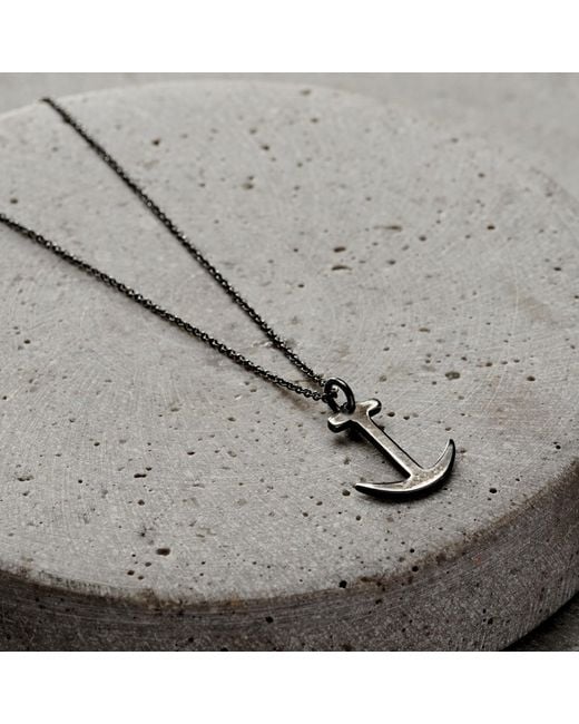 Posh Totty Designs Metallic Oxidised Sterling Silver Mens Anchor Necklace for men