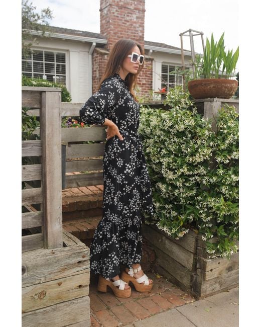 Jennafer Grace Black Night Blooming Raglan Maxi Dress
