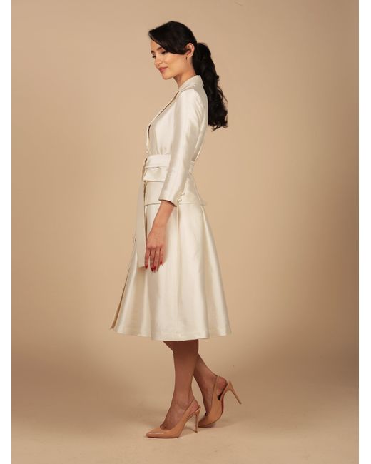 Santinni Natural 'Audrey' 100% Wool & Silk Dress Coat