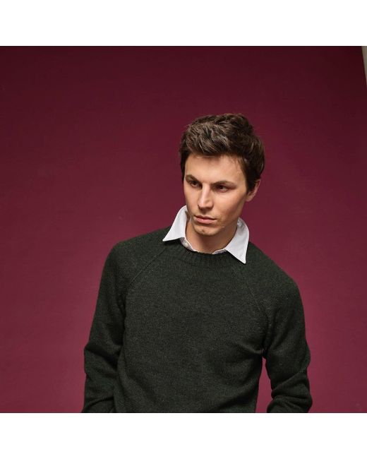Salts Cashmere Green Double Neck Trim Crew Neck Sweater