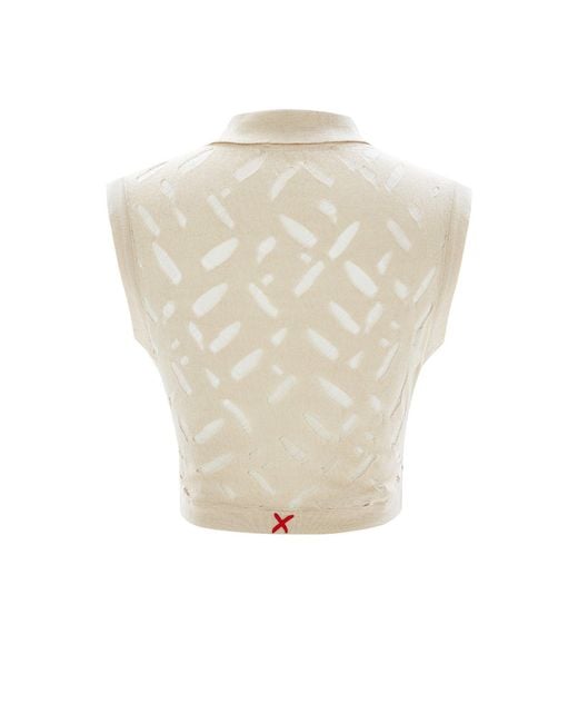 Pcfg Natural Neutrals Cropped Ripped Knit Top
