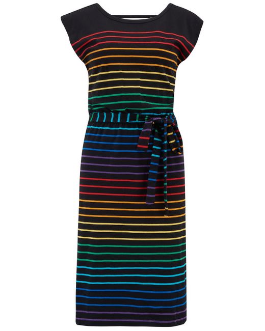 Sugarhill Brighton Black Hetty Midi Jersey Dress , Night Rainbow