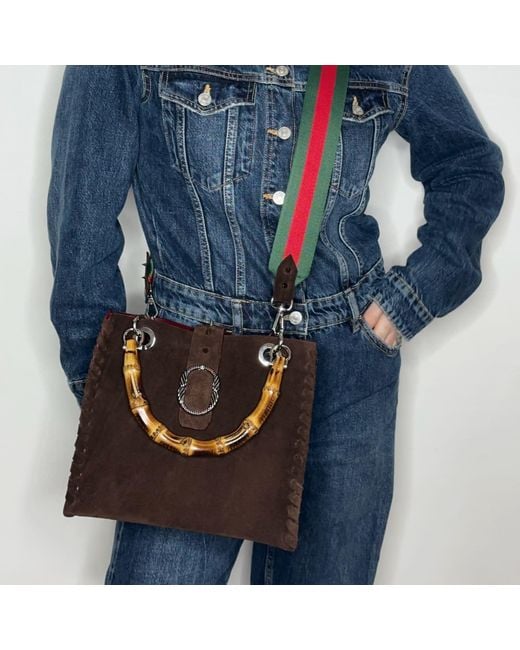 Ruj Heritage Brown Bamboo Bag Suede Cioccolato