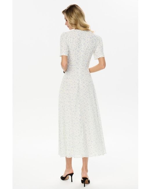 POST MERIDIEM White Light- Short Sleeve Floral Midi Dress