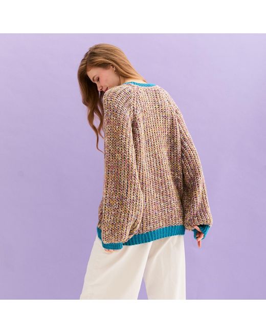 Cara & The Sky Green Debbie Recycled Cotton Blend Oversized Balloon Sleeve Jumper
