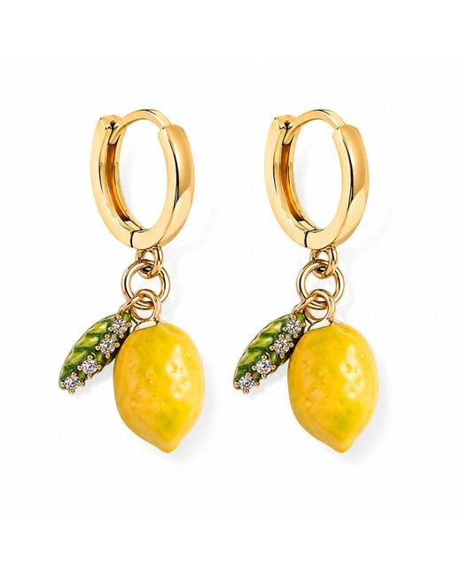 My Little Nature Yellow Hoop Earrings Plated Fruit Earrings With Lemon Charms