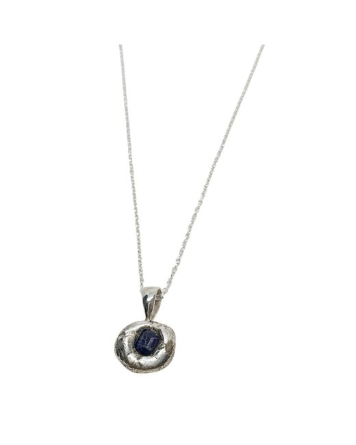 Tg-Jewellery by Tamara Gervasio Metallic Recycled Molten & Sapphire Necklace – One Of A Kind – Sterling