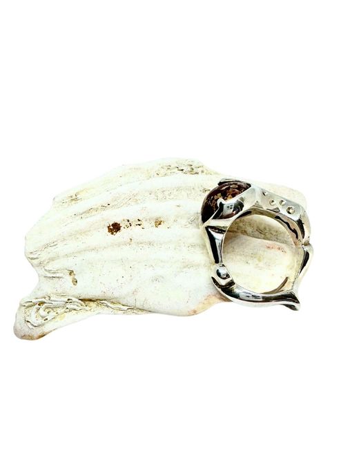 Tg-Jewellery by Tamara Gervasio White The Sculpture Sterling Ring With Jasper