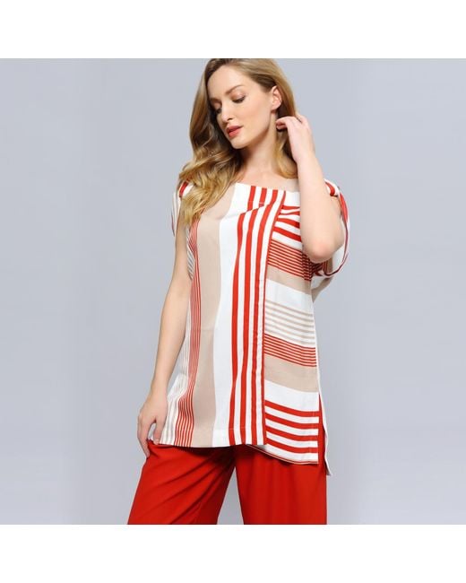 Smart and Joy Red Long Stripe Print Game Top
