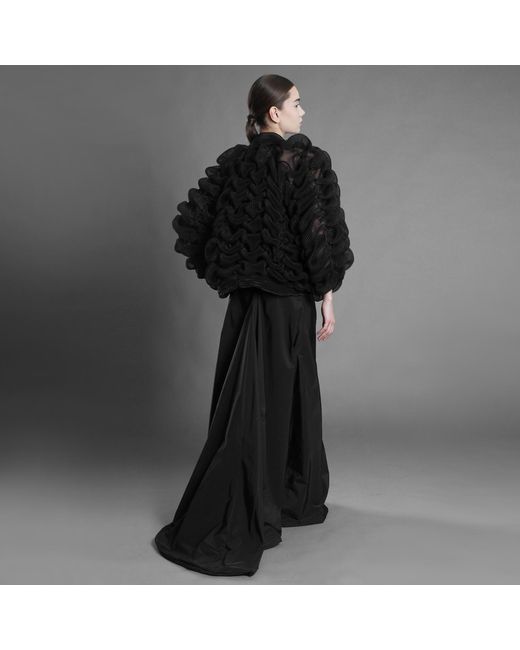 Silvia Serban Black Pleated And Crinkled Tulle Blazer
