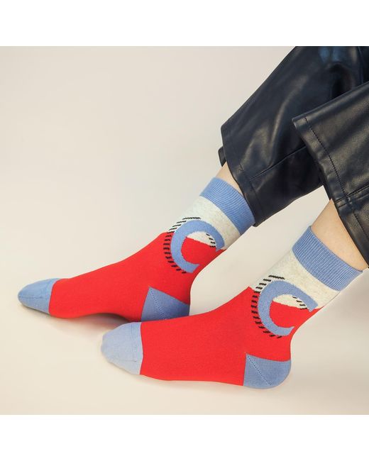 Peper Harow - Made in England Red Alphabet Socks – C for men