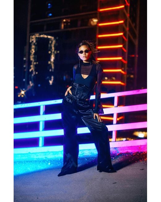 No'design Black Satin Palazzo Pants