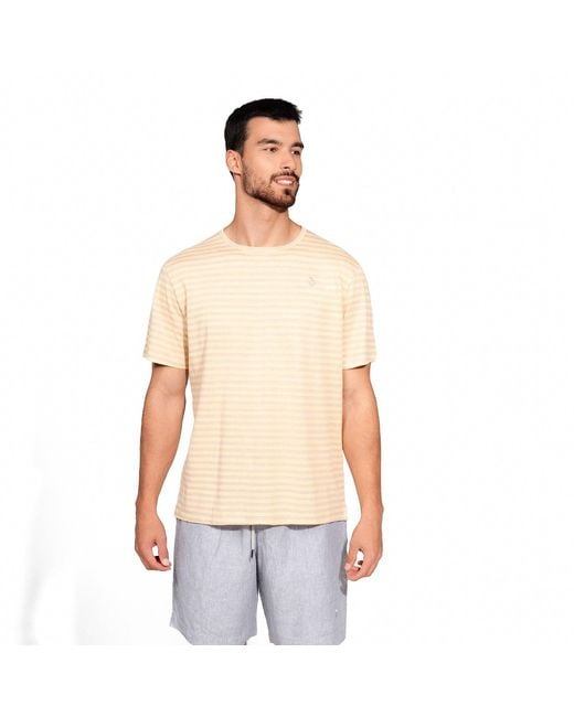 Maison Tangerine Natural Linen T-Shirt Honey Stripes For for men