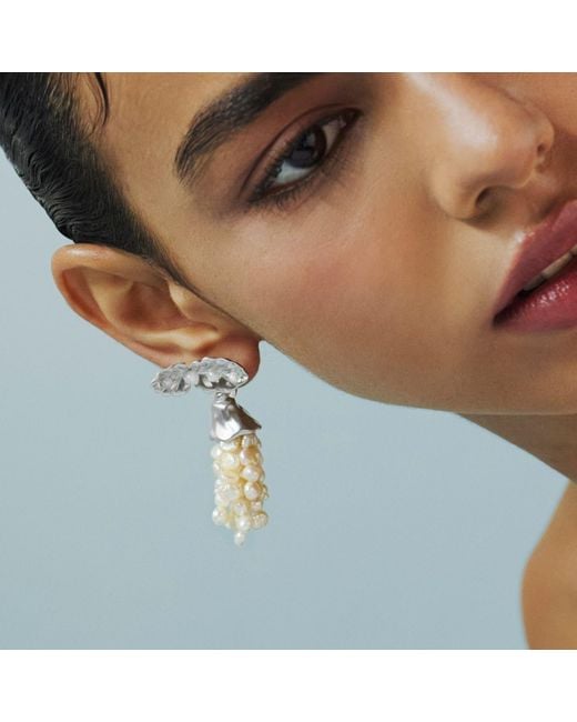 Onia Metallic Kaffir Leaf Earrings