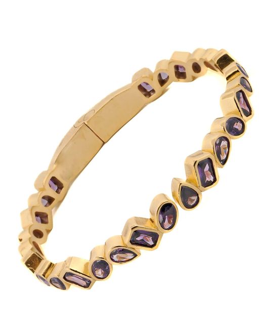 Ebru Jewelry Metallic Amethyst & Majestic Bangle Design Bracelet