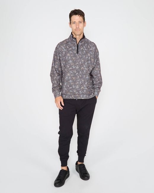 Lords of Harlech Gray Craig Madrid Paisley Quarter-Zip Sweater for men