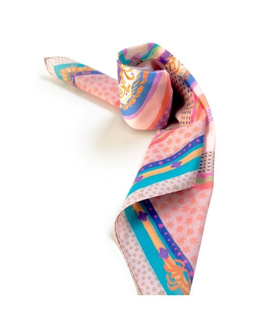Maraethra Pink Sea Life Cotton Square Scarf