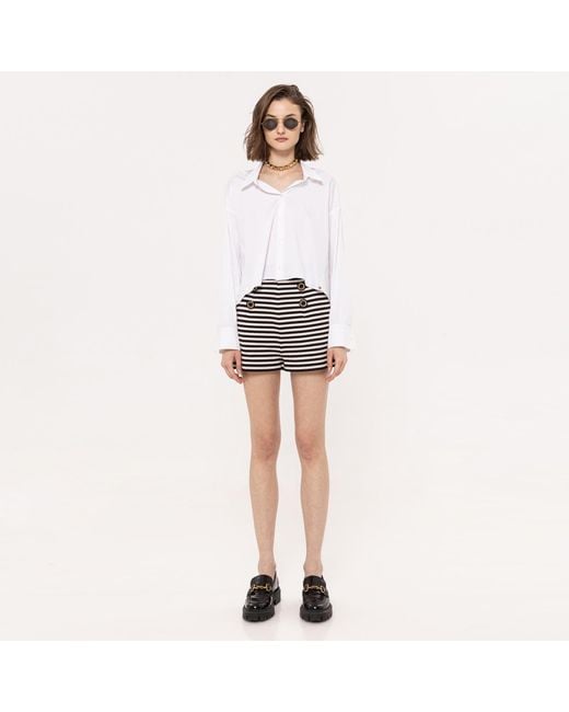 Nissa Black High Waisted Shorts Printed