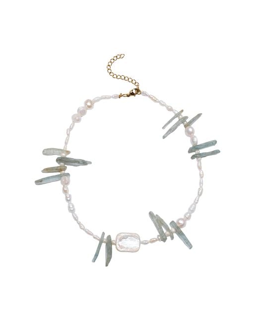 Lavani Jewels White Aquamarine And Pearl Necklace Elsea