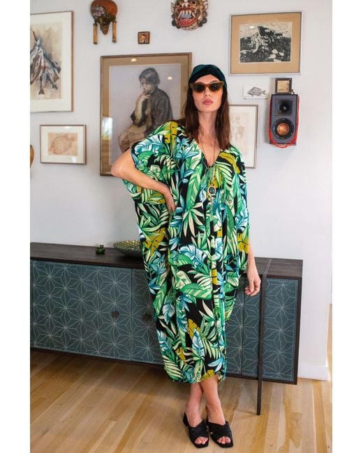Jennafer Grace Green Canopy Noir Caftan
