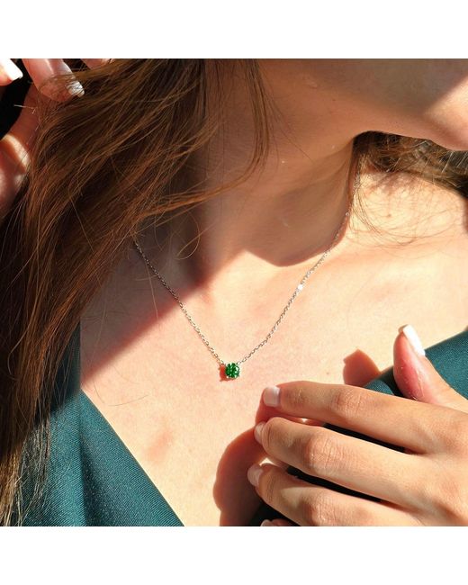 Harfi Green Emerald Crystal Sterling Necklace