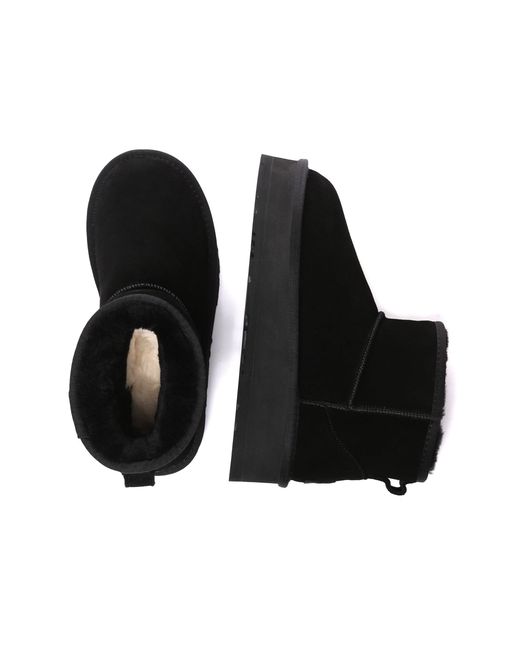 EverAu Australia Black Dusky Leather Platform Short Boots