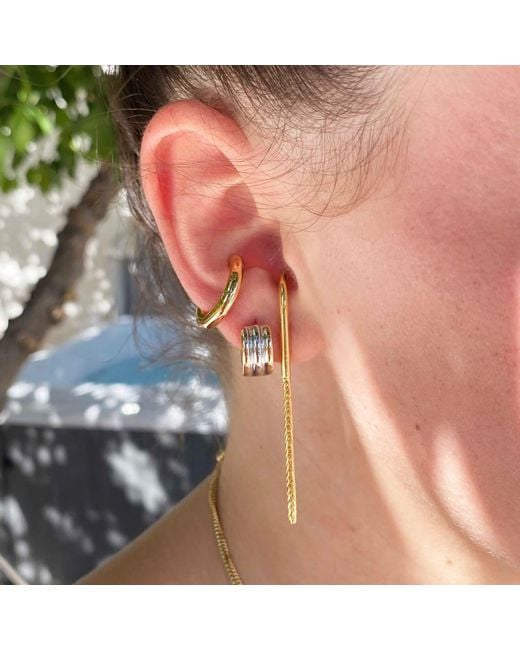 Glamrocks Jewelry Metallic Rose Suspension Chain Earring