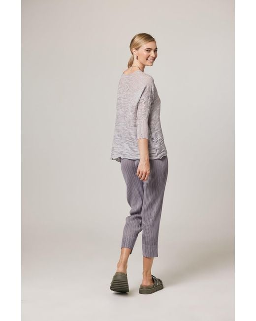 Wild Cosmos Gray Natalia Plissé Satin Tapered Crop Pant