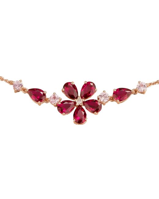 Juvetti Red Rose Florea Rose Necklace Ruby, Sapphire & Diamond