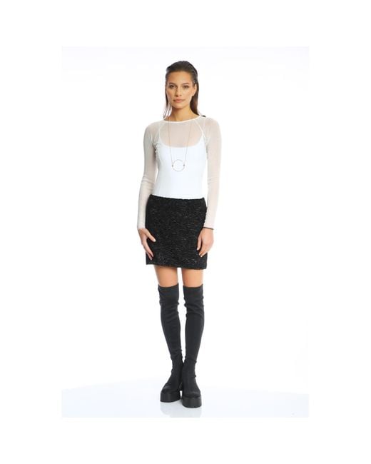 Silvia Serban Black Astrakhan Mini Skirt