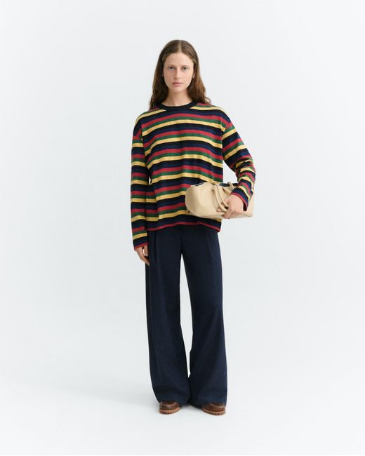 Thinking Mu Red Long-Sleeve Multicolour Striped Emily R T-Shirt