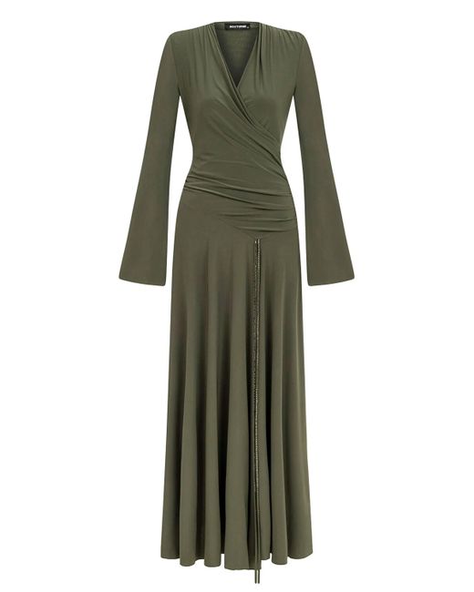 Nocturne Green Neutrals Double Breasted Long Dress -Khaki