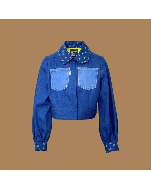 Couture to Your Door Blue Neutrals Denim Utilitarian Upcycled Denim Jacket