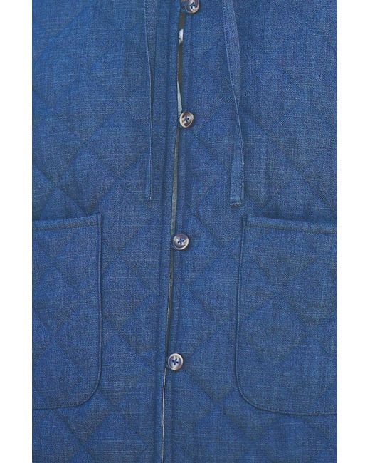 Yumi' Blue Chambray Quilted Jacket With Cherry Lining