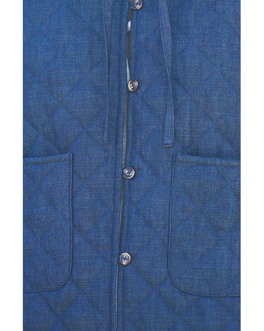 Yumi' Blue Chambray Quilted Jacket With Cherry Lining