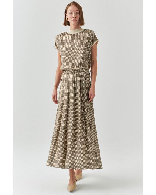 Exquise Natural Dalia Midi Elasticized Skirt