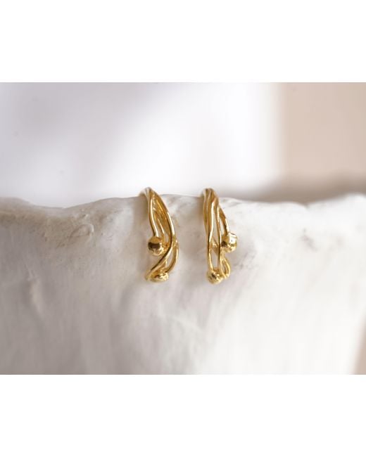 Isla Silver Metallic Molten Sculptural Huggie Earrings