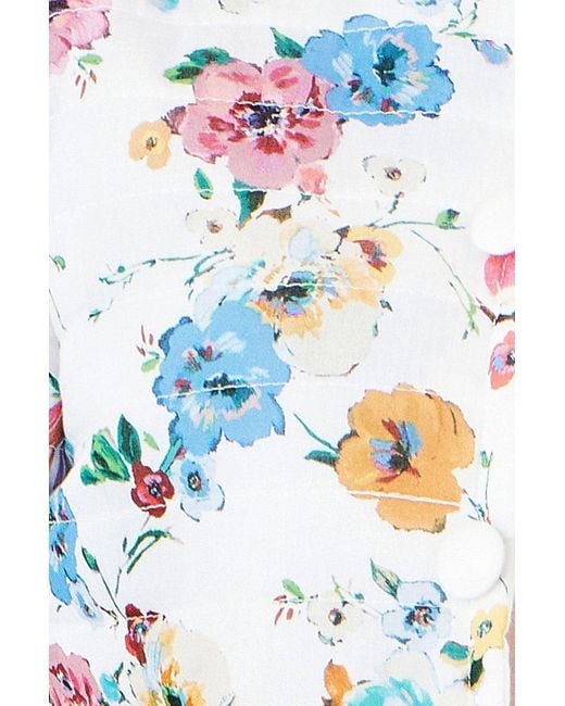 Yumi' Blue Floral Embroidery Reversible Cotton Jacket