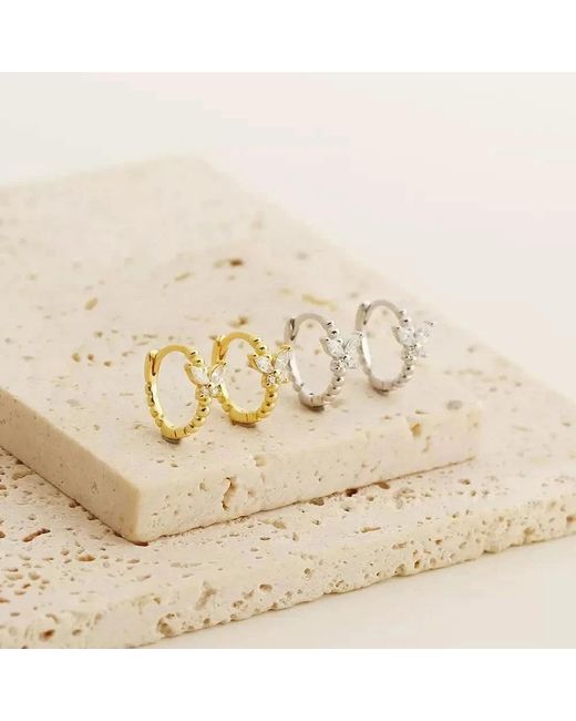 Angel Barocco Metallic Butterfly Gem Hoop Earrings