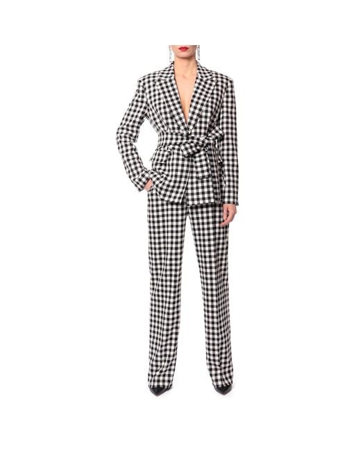 AGGI by HALEWSKI Black Martha Jet Set Checkered Blazer With Belt